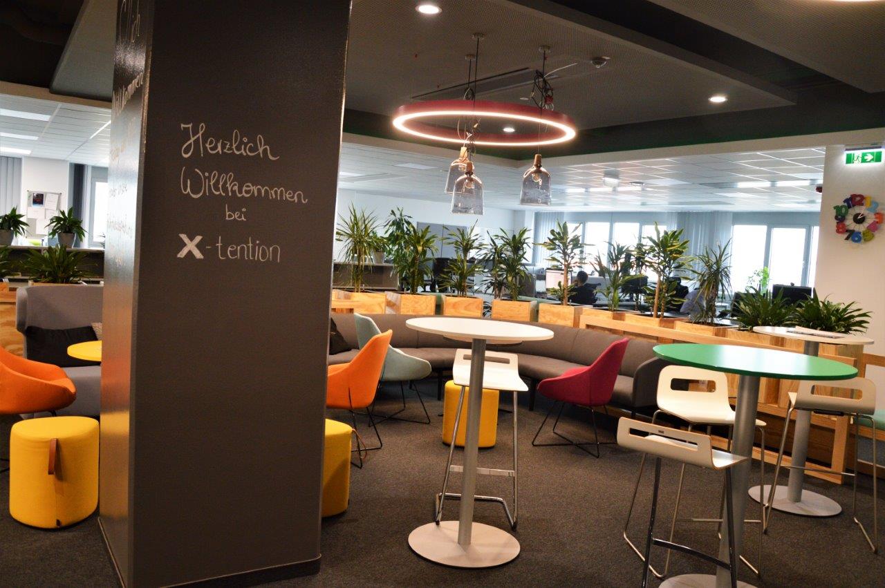 Blick in die Lobby des neuen x-tention Büros in Wien.