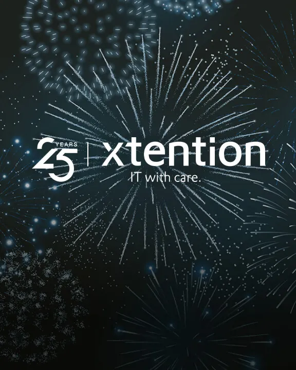 25 Jahre x-tention Logo mit Feuerwerk